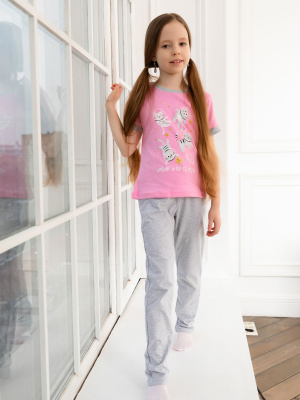 Пижама-футболка с кошками - Размер 128 - Цвет розовый - Картинка #4