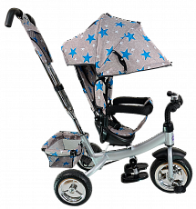 Велосипед детский трехколёсный  TSTX6588 
 - Цвет серый с синими звездами - Картинка #1